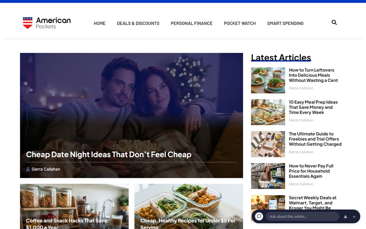 AmericanPockets.com homepage screenshot