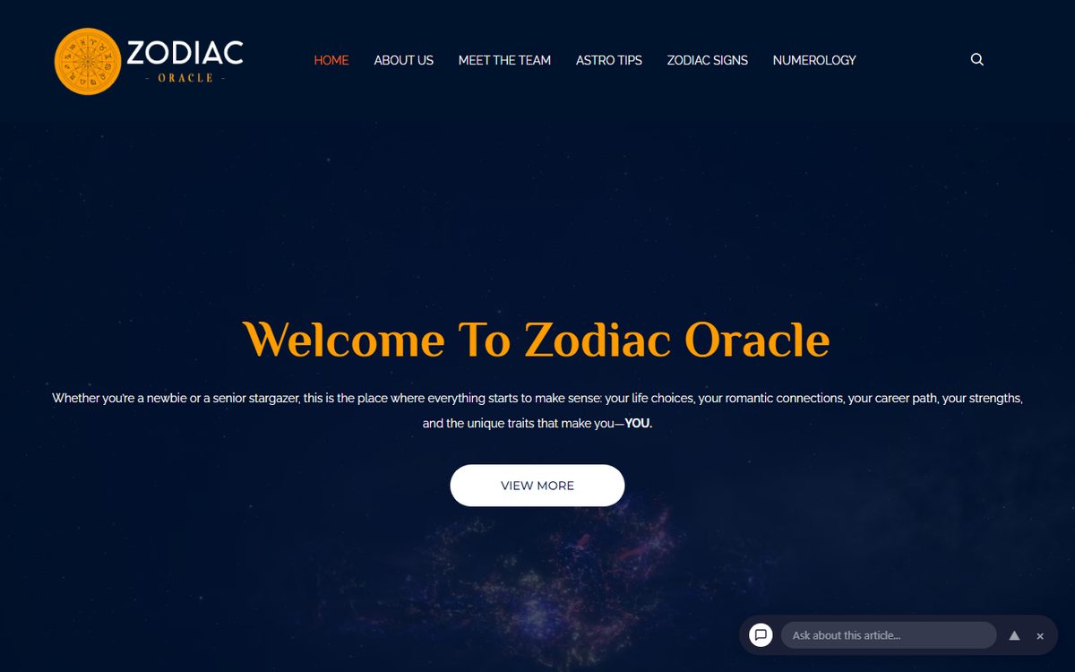 ZodiacOracle.com homepage screenshot